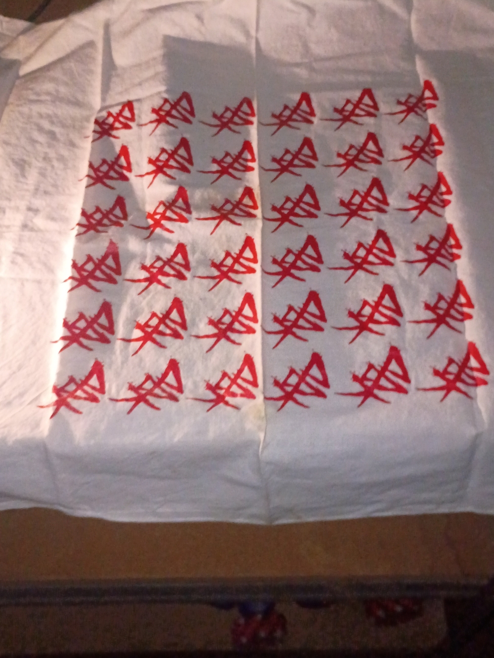 ABK AKA Anybody Killer! White Fabric Panel with Repeated Red Graphic Print Banda